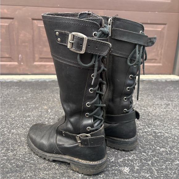 Black Leather Harley Boots - Picture 2 of 3